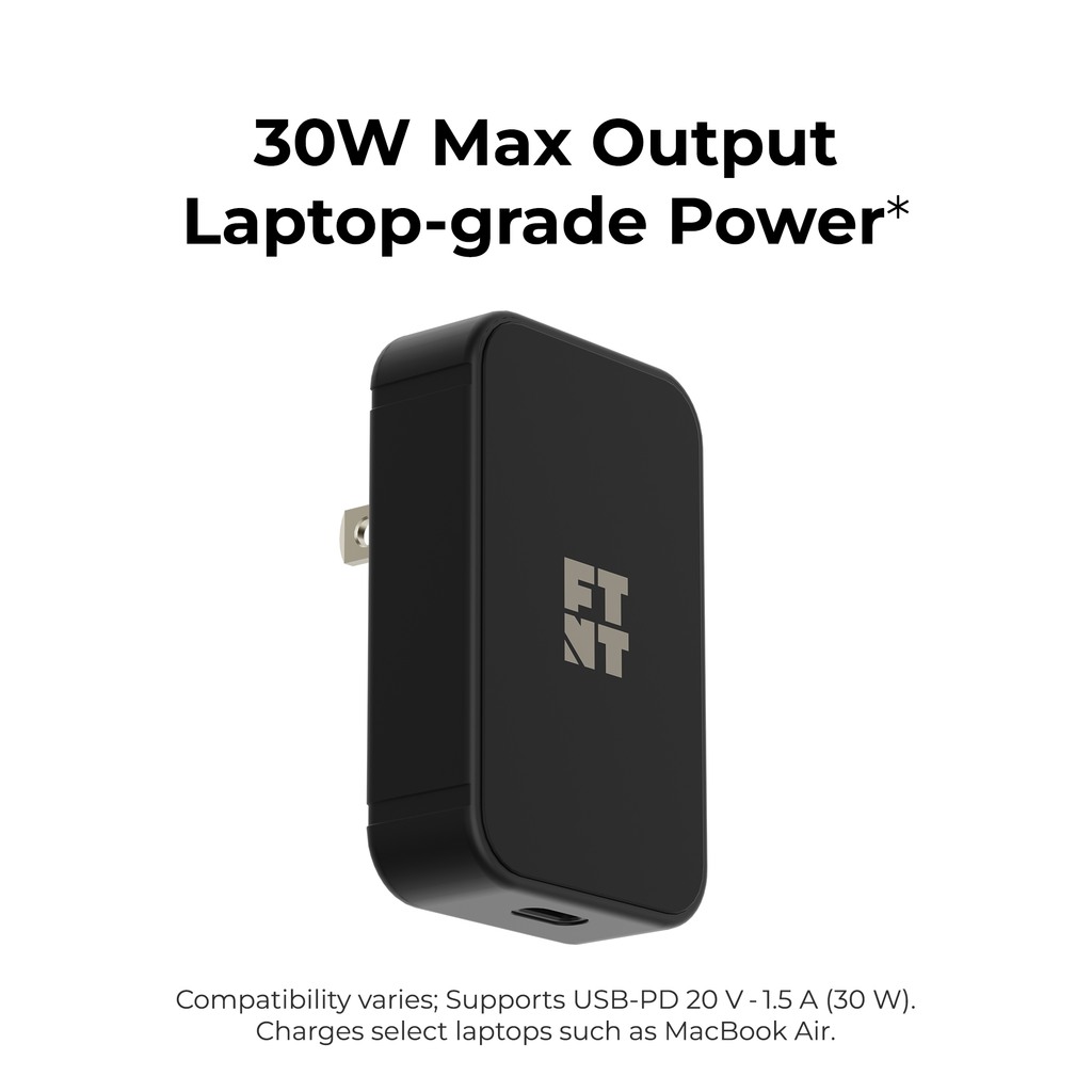 30W USB-C Compact Power Adapter | Powers iPhone, iPad & MacBook | North America Plug | Soft-touch USB-C Cable Included