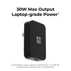 30W USB-C Compact Power Adapter | Powers iPhone, iPad & MacBook | North America Plug | Soft-touch USB-C Cable Included