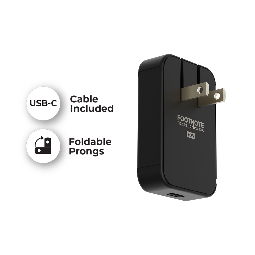 30W USB-C Compact Power Adapter | Powers iPhone, iPad & MacBook | North America Plug | Soft-touch USB-C Cable Included