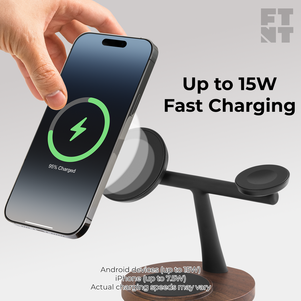 Zenstand Magnetic 3-in-1 Wireless Charger | For iPhone, AirPods, Apple Watch & More (Power Adapter not included)