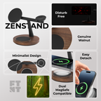 Zenstand Magnetic 3-in-1 Wireless Charger | For iPhone, AirPods, Apple Watch & More (Power Adapter not included)