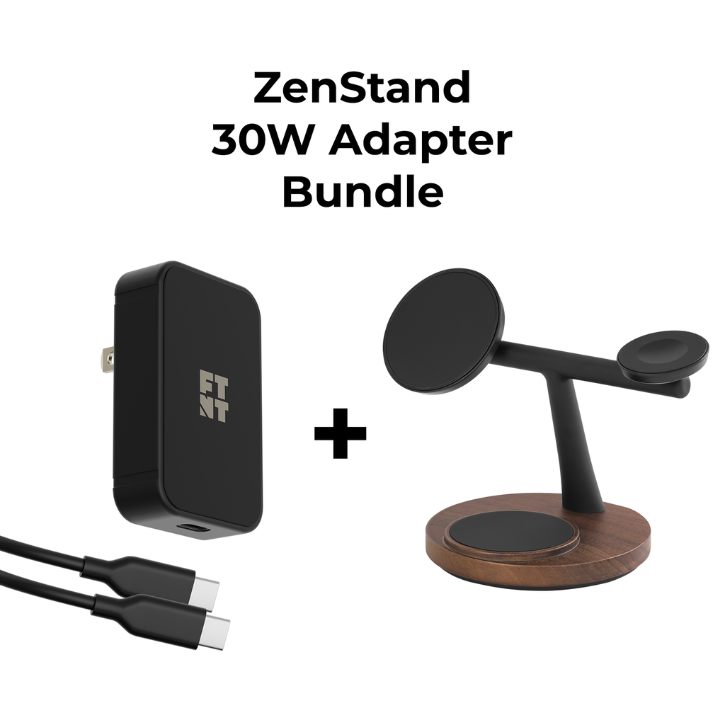 ZenStand Magnetic 3-in-1 Wooden Wireless Charger (Bundle with US/CAN 30W Power Adapter)