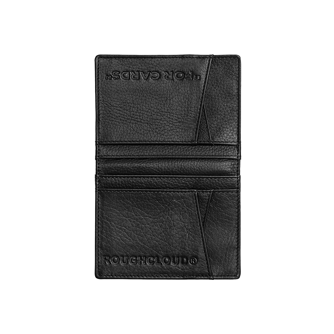 Black Bi-Folded Vegan Leather Card Wallet – Multi-Slot Holder for Bank & Transit Cards | by ROUGHCLOUD