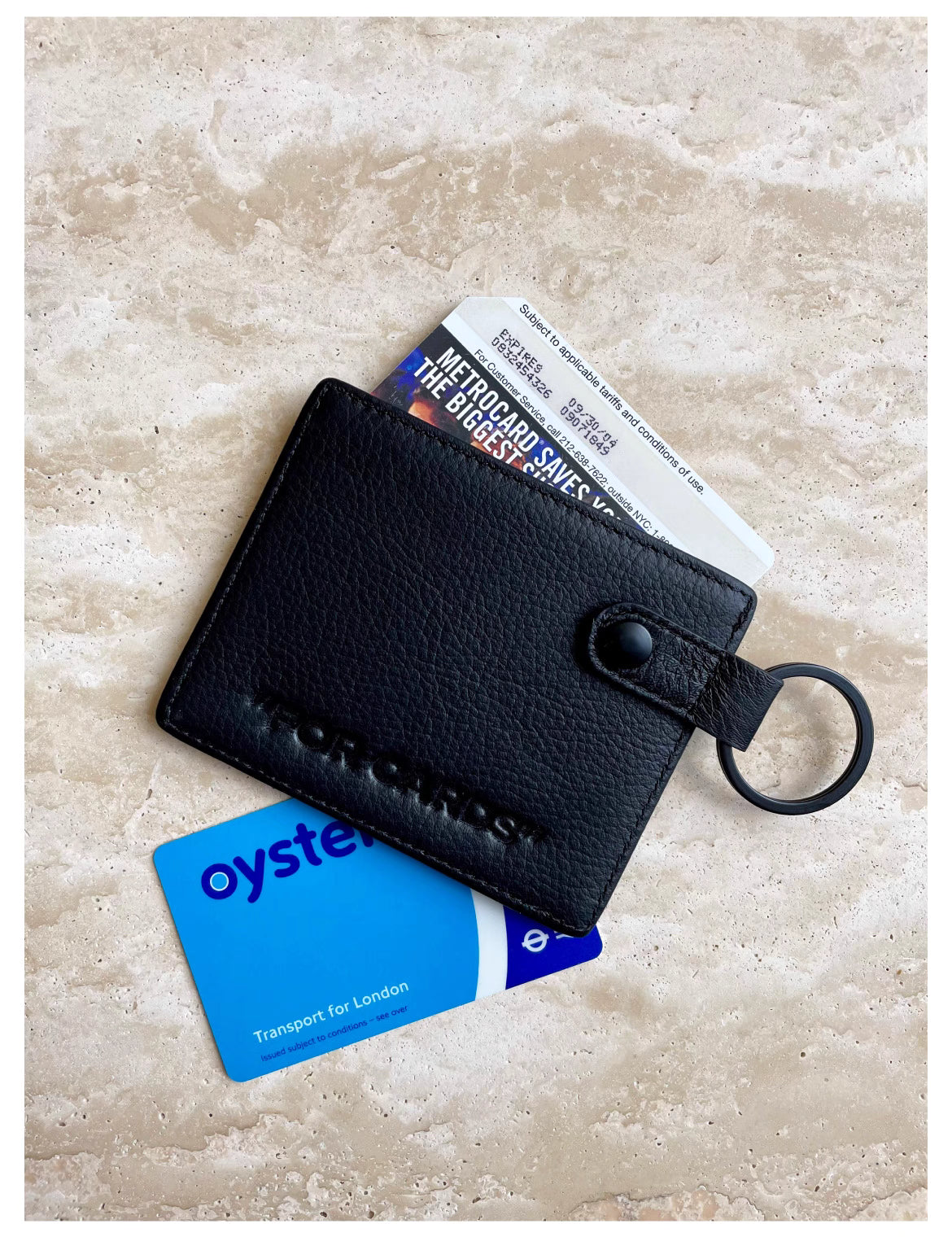 Black Vegan Leather Card Holder – Multi-Slot Slim Wallet for Bank & Transit Cards | by ROUGHCLOUD