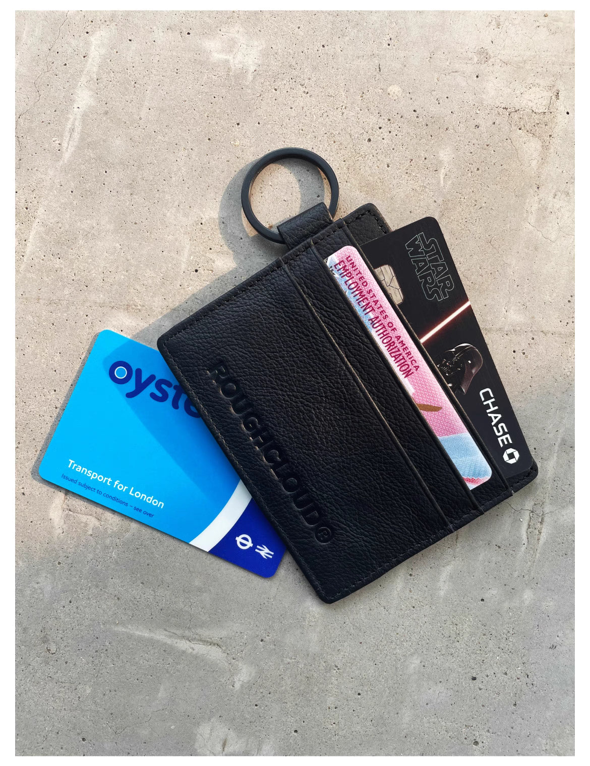 Black Vegan Leather Card Holder – Multi-Slot Slim Wallet for Bank & Transit Cards | by ROUGHCLOUD