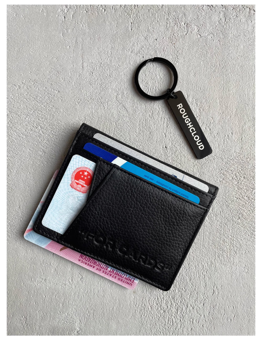 Black Bi-Folded Vegan Leather Card Wallet – Multi-Slot Holder for Bank & Transit Cards | by ROUGHCLOUD